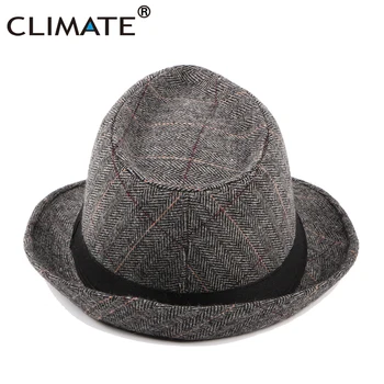 Klimat mężczyźni Jazz kapelusz Cap Fedora plaid formalne kapelusze dla mężczyzn stałe zimowe poliester wełniane filcu kapelusz Cap czarny Fedora mężczyźni kapelusz Cap