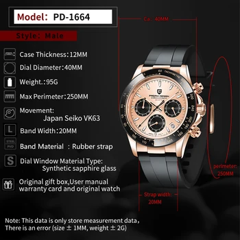 2020 Nowy chronograf Japan VK63 Clock man PAGANI DESIGN Męskie zegarek kwarcowy Automatyczne data luksusowe Męskie wodoodporne złote zegarki