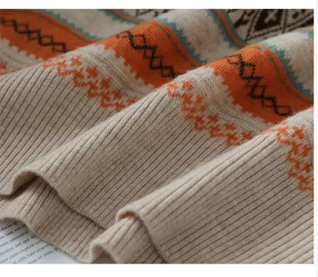 EBAIHUI Vintage w paski sweter z dzianiny kobiet 2021 jesienny kwiat o szyi elastyczny elastyczny sweter Famale topy wielokolorowy zima