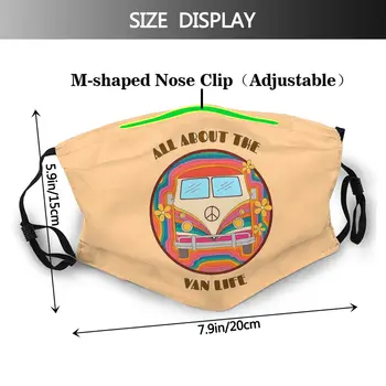Camp Van Life Face Mask Woodstock Rock Music Hippie Anti Haze Maska Przeciwpyłowa Z Filtrem Pokrywa Ochronna Maski Usta Муфель