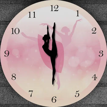 Baleriny Z Cyframi Arabskimi Dziewczyna Wystrój Sypialni Księżniczka Różowy Zegar Ścienny Taniec Uchwyt Sztuka Baleriny Poruszająca Się Noga Zegarki Zegarek