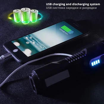 USB Akumulator latarka led wodoodporna Latarka interfejs USB do ładowania telefonu skalowalne 5 trybów światła super jasne