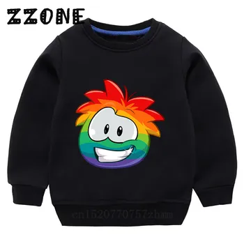 Dzieci bluzy z kapturem Kids KC22 Club Penguin Puffle Rainbow Cartoon bluzy Dziecięce swetry topy Girl Boy jesienna odzież,KYT5256