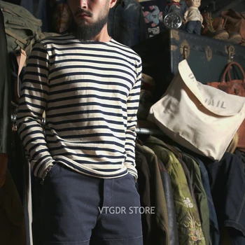 Bronson Breton Koszula W Paski Z Długim Rękawem Vintage Męskie Francuski Marynarz Marynarki Wojennej Koszulka