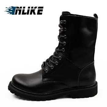 INLIKE mężczyźni duży rozmiar motocyklowe buty skóra naturalna fajne nit walki wojskowe męskie buty punk Goth biker męskie skórzane buty