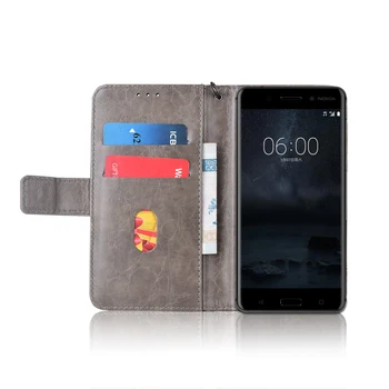 Etui pokrowiec skórzany do Nokia 6 2017 TA-1021 case Fundas Printed Flower wallet cases z paskiem miękka pokrywa tylna TPU
