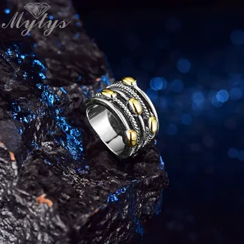 Mytys Brand New Silver and Gold Color wielowarstwowe puste pierścienie dla kobiet modny stos pierścień biżuteria żeński palec pierścień R2116