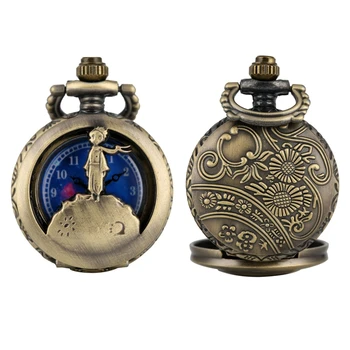 Moda brązowy przewodnik naszyjnik łańcuch zegarek mężczyźni Mały książę hollow mały tarcza zegarka kobiety wisiorek zegarek Piccolo Principe