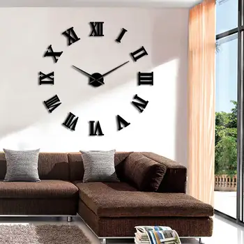 Nowoczesny design DIY duże dekoracyjne 3D zegar ścienny Reloj Paed Adhesivo cyfry rzymskie lustro duże zegar zegar