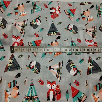 Dość szare leśne zwierzęta, Lis, Sowa torba drukowana tkanina bawełniana 50x105 cm zwierząt tkanina patchwork dla tkaniny sukienka dekoracji domu