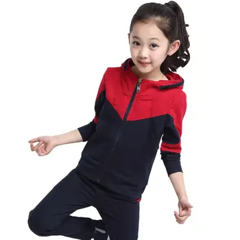 V-TREE Girls Clothing Sets Zipper Coat+spodnie dres dla młodzieży Splice Girls mundurki szkolne dla dzieci dres 10 12 lat