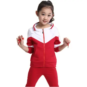 V-TREE Girls Clothing Sets Zipper Coat+spodnie dres dla młodzieży Splice Girls mundurki szkolne dla dzieci dres 10 12 lat