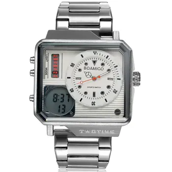 2020 moda BOAMIGO top marka luksusowych mężczyzna zegarka zegarki sportowe męskie zegarki cyfrowe analogowe ze stali nierdzewnej dorywczo zegarek
