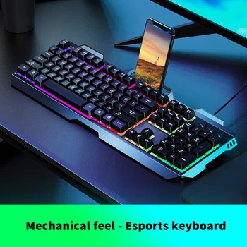 Mechaniczna klawiatura podświetlenie mechaniczne poczucie klawiatury Gamer Kit Silent 3200DPI Gaming Set plac klawiatura i mysz przewodowa