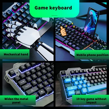 Mechaniczna klawiatura podświetlenie mechaniczne poczucie klawiatury Gamer Kit Silent 3200DPI Gaming Set plac klawiatura i mysz przewodowa