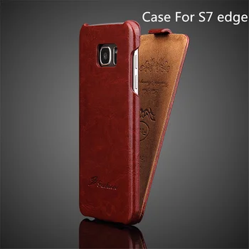 Samsung Galaxy S7 Edge case stały typ luksusowe biznesowych Końska skóra z wzorem klapki pokrywka 7s czarny SM G9350