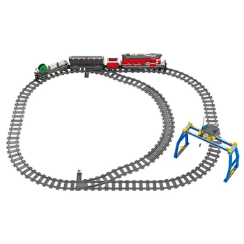 City Technical Electric Rail Train Track Car Bricks Creator DIY Power-Driven Train Station Building Blocks zabawki dla dzieci