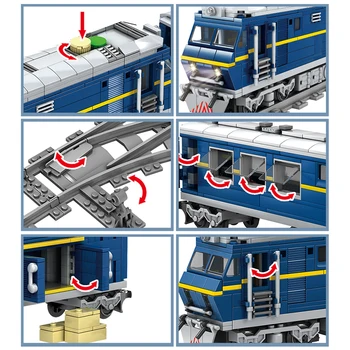 City Technical Electric Rail Train Track Car Bricks Creator DIY Power-Driven Train Station Building Blocks zabawki dla dzieci