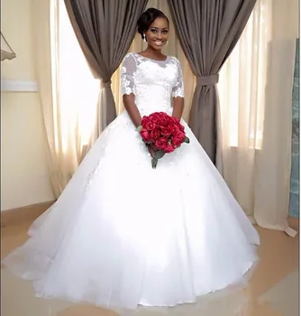 Afrykański 2020 nowe rocznika suknia koronki Pół rękawy suknie ślubne na linkę koronki-up suknia ślubna suknie Ślubne