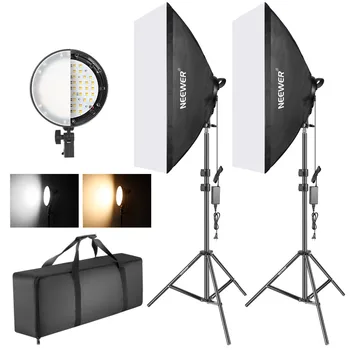 Neewer Photography Bi-color Dimmable LED Softbox Lighting Kit:20x27 cm Studio Softbox 45 W Dimmable LED Light Head 2 Kolor