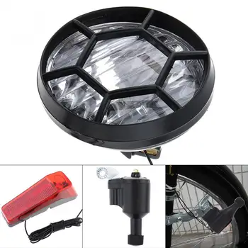 6V 3W Black Bike Bicycle Dynamo Lights LED Self-powered Front Light Headlight and Rear Light LED Lamp Set Safety for Bicycle