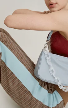 Codzienne sprzęgła dla kobiet retro nylonowa torebka mały podręczny portfel moda damska wzór akrylowa łańcuch pachy torba