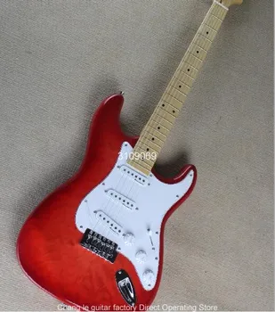 Nowy nabytek luksusowy Klonowy gryf 6 strun Tremolo czerwony wybuch tremolo chromowany gitara elektryczna darmowa wysyłka