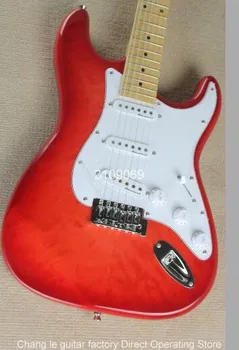 Nowy nabytek luksusowy Klonowy gryf 6 strun Tremolo czerwony wybuch tremolo chromowany gitara elektryczna darmowa wysyłka