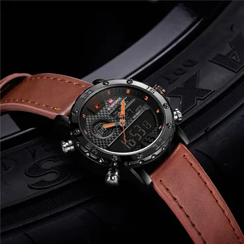 Zegarki męskie To Luxury Brand Men Leather Sport NAVIFORCE Men Watch zegarek led cyfrowy zegarek Wodoodporny zegarki wojskowe 9134