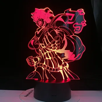 Jojo's Bizarre Adventure Star Platinum japońskie anime zdalna lampa stołowa dla dzieci 3D Led 7 kolorów światła kreskówka domowy prezent