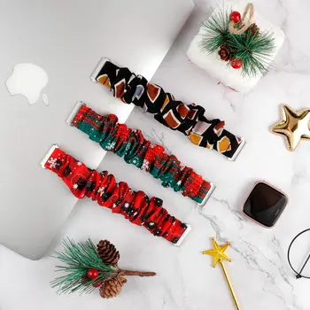Toyouths Christmas Scrunchies Bands for Fitbit Versa Women Woven Strap wymiana elastycznej tkaniny paska dla Versa 2/Versa Lite