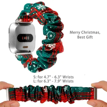 Toyouths Christmas Scrunchies Bands for Fitbit Versa Women Woven Strap wymiana elastycznej tkaniny paska dla Versa 2/Versa Lite