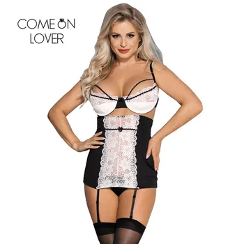 Comeonlover White Lingerie Femme Sexy Dress Erotic koszulka nocna For Sex Hot Porno Lace Transparent Floral Baby Doll Mujer RI80427