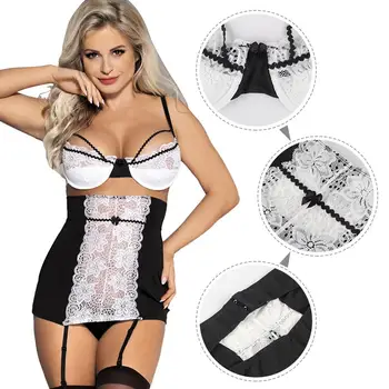 Comeonlover White Lingerie Femme Sexy Dress Erotic koszulka nocna For Sex Hot Porno Lace Transparent Floral Baby Doll Mujer RI80427