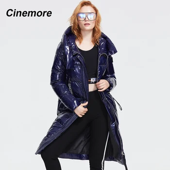 CINEMORE 2020 zimowa nowa kolekcja kurtka puchowa damska ciemny kolor gruba bawełna odzież wysokiej jakości długi ciepły płaszcz zimowy A005