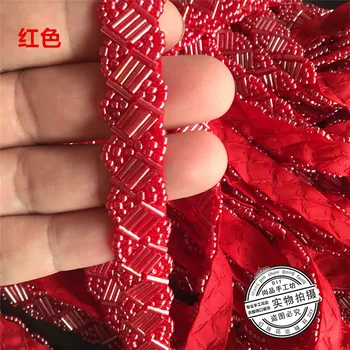 3 jarka 15 mm czerwony koraliki perłowe listwy linkę taśma do szycia odzieży kołnierz stroik akcesoria siatki koronki ślubne dekoracje