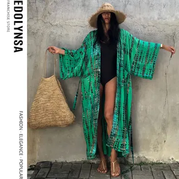2021 Nowy Boho Print Front Open Długa Kimono Kobiety Bluzki Bluzka Sexy Lato Plaża Odzież Sweter Szlafrok Koszule Plus Rozmiar Tunika A751