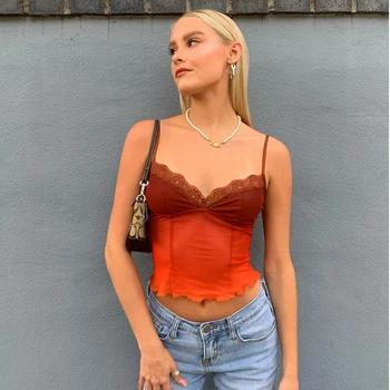 SUCHCUTE Mesh Crop Top Women Tshirt Y2k See-Througlace Patchwork Top Female Vintage Camisold Summer 2020 E-Girl Tee Party Wear