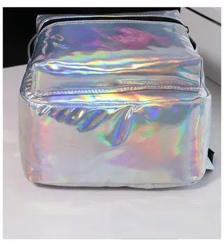 Damski plecak hologram laserowe plecaki dziewczyna szkolna torba damska proste srebrne torebki skórzane holograficzny worek główny