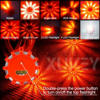 6x 15LED alarm bezpieczeństwa Czerwona Drogowa sygnalizacja Magnes latarka ostrzegawcze lampki nocne drogowych hamulce latarnia dla samochodu, ciężarówki, łodzie