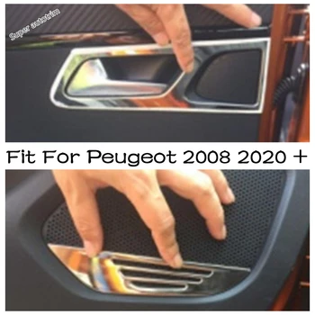 Wnętrze wewnętrzna klamka zatrzask pasek / audio głośnik cekiny pokrywa wykończenie akcesoria samochodowe 4szt nadaje się do Peugeot 2008 2020 2021