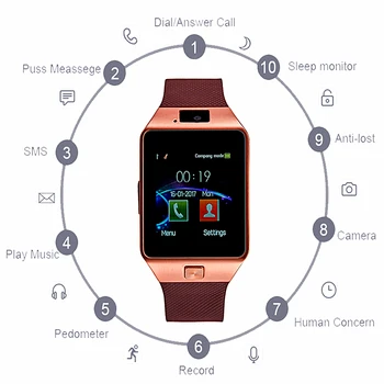 Inteligentny zegarek z kamerą DZ09 Bluetooth Smartwatch SIM TF slot dla kart fitness tracker aktywności sportowe zegarki z systemem Android PK Q18 zegarek
