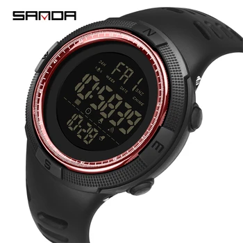 SANDA 50M wodoodporny zegarki męskie moda casual wielofunkcyjny Studenckie zegarek LED Digital Outdoor Sports Watch mężczyźni