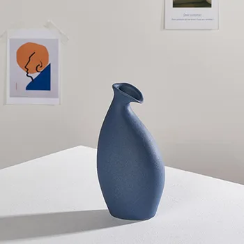 VILEAD ceramiczna Niebieski wazon do kwiatów statuetki nowoczesny, minimalistyczny doniczka skandynawski cylinder stołowe, wazony do wystroju salonu Wystrój