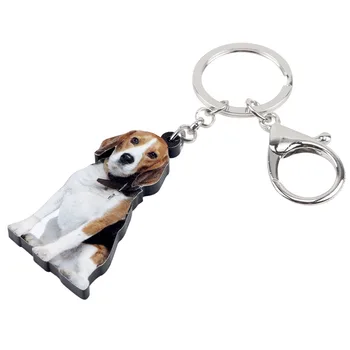 WEVENI oryginalny akrylowy Beagle pies breloki brelok pierścień nowy modny zwierząt biżuteria dla kobiet dziewczyny torba samochód zawieszenia statek spadek