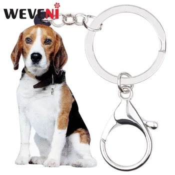 WEVENI oryginalny akrylowy Beagle pies breloki brelok pierścień nowy modny zwierząt biżuteria dla kobiet dziewczyny torba samochód zawieszenia statek spadek