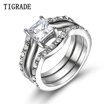 TIGRADE Silver Color Women Stainless Steel Ring Set Vintage Jewelry Rings For Women Anel Feminino Conjunto Aneis Anillos