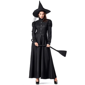 Nowy cosplay Czarnoksiężnik z Krainy Oz strój dla dziewcząt i kobiet Halloween bal maskowy matka córka Czarodziej strój czarownicy czarny