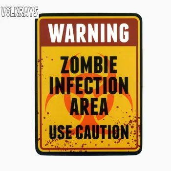 Volkrays Fashion Car Sticker Warning Zombie Infection Area Use Cause Accessories Personality PVC Decal for Opel Seat,15cm*12cm