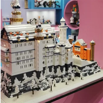 Śnieg Łabędź zamek bloki Diament architektura mikro cegły zabawki dla dzieci prezent na boże Narodzenie zabawki edukacyjne